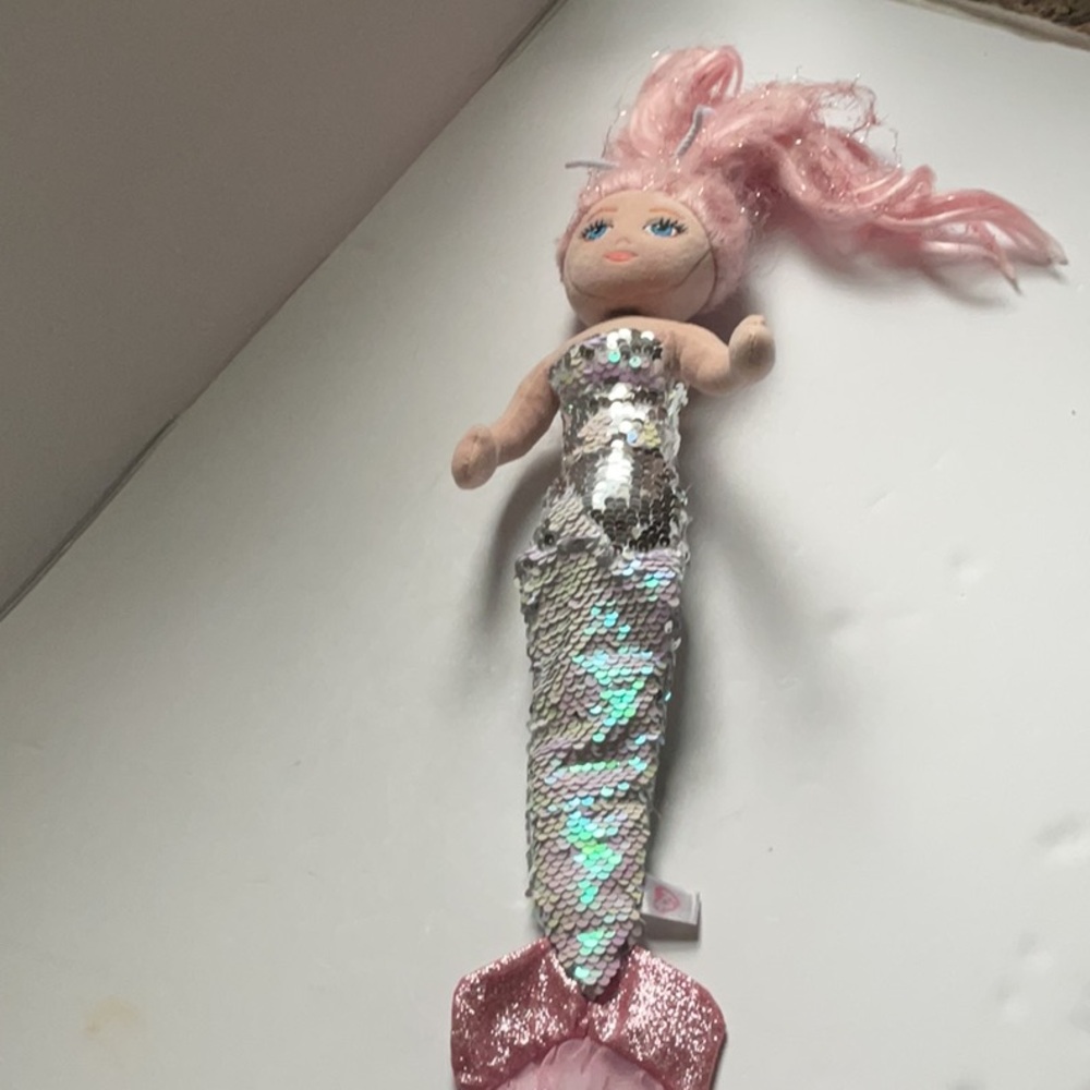 Ty Cora the Aqua Sequin Mermaid Soft Doll